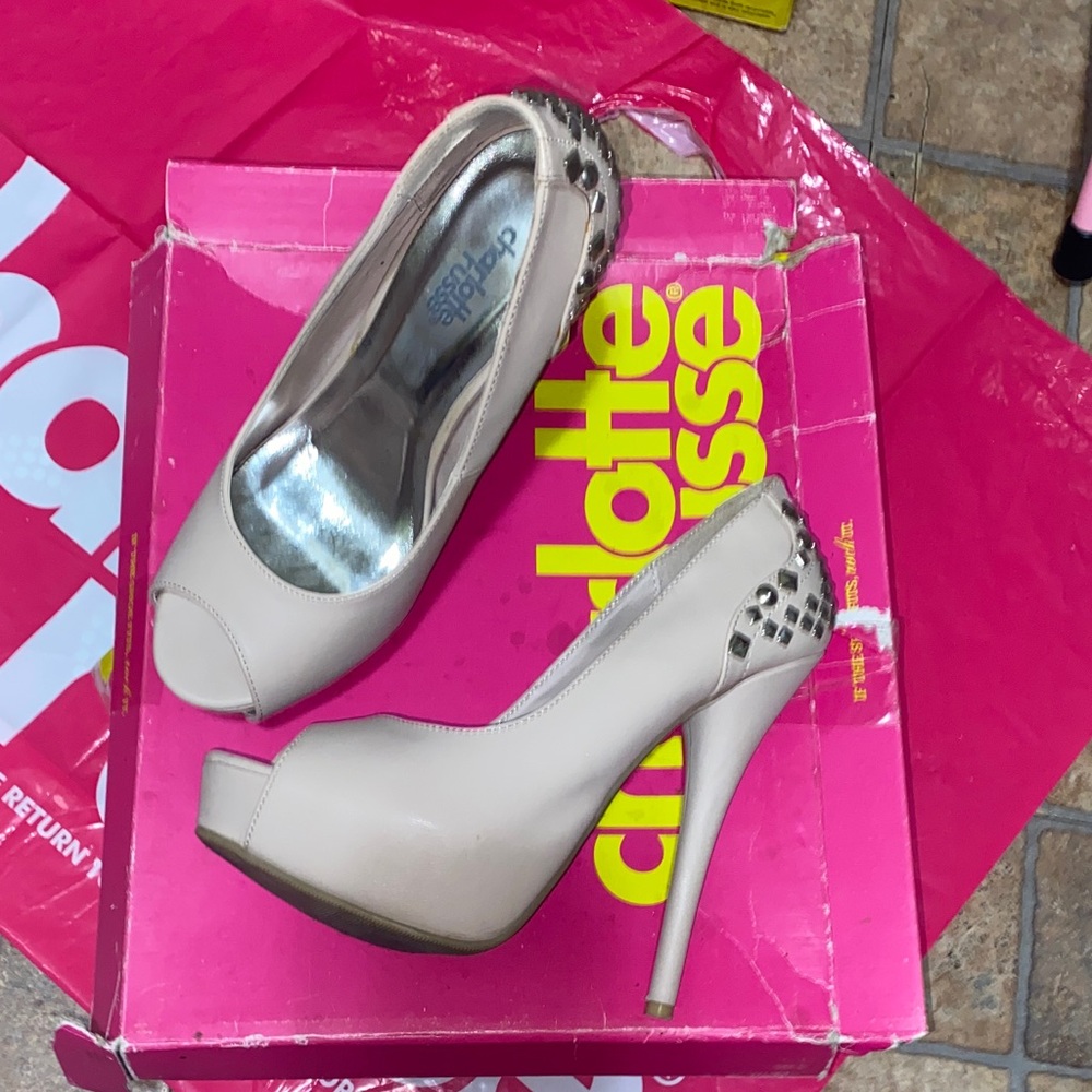 Charlotte Russe Beige Peep Toe Heels